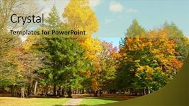  Presentation with scene - Beautiful slide deck featuring fall trees - autumn scene landscape at letchworth backdrop and a  colored foreground