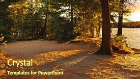  Presentation with rivers - Amazing slide deck having fall trees and clearing backdrop and a tawny brown colored foreground