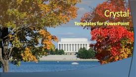  Presentation with lincoln - Beautiful PPT theme featuring fall trees and potomac backdrop and a tawny brown colored foreground