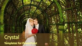  Presentation with sunny fall - Presentation design enhanced with fall wedding - newly married couple smiling background and a  colored foreground
