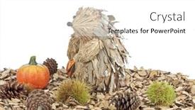  Presentation with fall foliage - PPT layouts enhanced with fall with foliage and an hedgehog from wood background and a white colored foreground