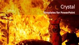  Presentation with fire - Audience pleasing PPT theme consisting of fallas fire burning in valencia backdrop and a tawny brown colored foreground