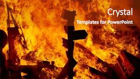  Presentation with fire - Colorful slide deck enhanced with fallas fire burning in valencia fest at march 19 th spain tradition backdrop and a crimson colored foreground