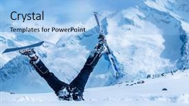  Presentation with stuck - Slide set consisting of newbie skier stuck in deep background and a light blue colored foreground