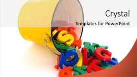  Presentation with plastic pellet - Beautiful theme featuring fallen bucket with plastic ciphers backdrop and a light gray colored foreground