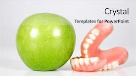  Presentation with denture - Audience pleasing slides consisting of fallen false teeth denture next backdrop and a white colored foreground