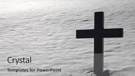  Presentation with hero - Amazing presentation theme having fallen hero - backlit cross on snow-covered ground backdrop and a light gray colored foreground