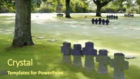  Presentation with leadership military - Slide deck consisting of fallen hero - german military cemetery at la background and a tawny brown colored foreground