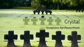  Presentation with cemetery - PPT layouts enhanced with fallen hero - german military cemetery at la background and a mint green colored foreground