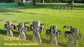  Presentation with military 3d drone hologram wireframe - Beautiful slides featuring fallen hero - german military cemetery at la backdrop and a tawny brown colored foreground