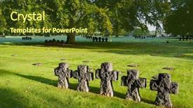  Presentation with cemetery - Slide deck with fallen hero - german military cemetery at la background and a tawny brown colored foreground
