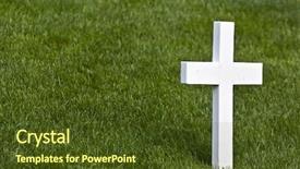  Presentation with cemetery - Beautiful PPT theme featuring fallen hero - lone marble cross backdrop and a tawny brown colored foreground