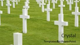  Presentation with cemetery - Beautiful slides featuring fallen hero - white crosses in american cemetery backdrop and a gold colored foreground