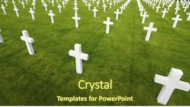  Presentation with hero - Slides enhanced with fallen hero - white crosses in american cemetery background and a tawny brown colored foreground