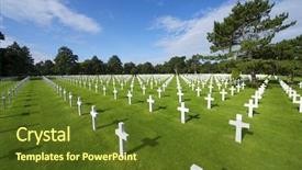  Presentation with cemetery - Colorful presentation enhanced with fallen hero - white crosses in american cemetery backdrop and a tawny brown colored foreground