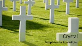  Presentation with hero - Presentation design featuring fallen hero - white crosses in american cemetery background and a gold colored foreground