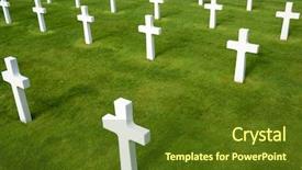 Presentation with cemetery - Colorful slide set enhanced with fallen hero - white crosses in american cemetery backdrop and a tawny brown colored foreground