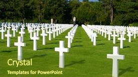  Presentation with hero - Slides consisting of fallen hero - white crosses in american cemetery background and a tawny brown colored foreground