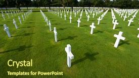  Presentation with hero - Slides having fallen hero - white crosses in american cemetery background and a tawny brown colored foreground