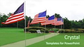  Presentation with 3d figure american flag - Presentation design featuring fallen star - many american flags background and a tawny brown colored foreground