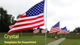  Presentation with grave marker american flag - Slide set enhanced with fallen star - many american flags background and a tawny brown colored foreground