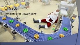  Presentation with production line - Presentation theme featuring fallen star - tired overworked santa claus lying background and a  colored foreground