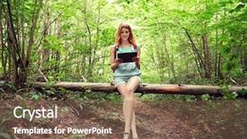  Presentation with hike forest - Colorful slide deck enhanced with fallen tree trunk in woods backdrop and a violet colored foreground