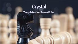  Presentation with knight - Cool new presentation theme with fallen white chess piece lying next to black knight on chess board backdrop and a wine colored foreground