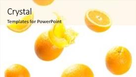  Presentation with cut - Slide deck consisting of falling and exploding ripe oranges background and a blonde colored foreground