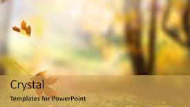  Presentation with autumn leaves falling - Cool new PPT theme with falling autumn leaves background backdrop and a yellow colored foreground