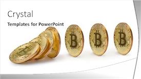  Presentation with bitcoins - PPT layouts having falling-bitcoins-isolated-on-white background and a white colored foreground