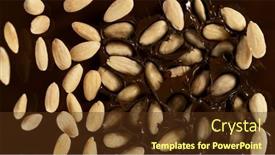  Presentation with hot chocolate - PPT theme enhanced with falling-blanched-almonds-into-dark background and a tawny brown colored foreground
