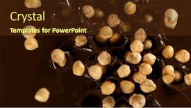  Presentation with hot chocolate - Presentation featuring falling-blanched-hazelnuts-into-dark background and a tawny brown colored foreground