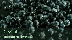  Presentation with realistic - Presentation design featuring falling-blueberry-isolated-on-black background and a tawny brown colored foreground