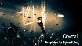  Presentation with festival music - Audience pleasing theme consisting of falling confetti at concert backdrop and a wine colored foreground