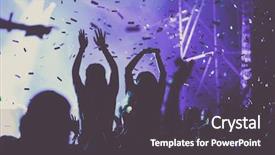  Presentation with music festival - Colorful presentation theme enhanced with falling confetti at concert backdrop and a dark gray colored foreground