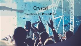 Presentation with festival music - Presentation design consisting of falling confetti at concert background and a light blue colored foreground