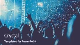  Presentation with festival music - Audience pleasing PPT theme consisting of falling confetti at concert backdrop and a tawny brown colored foreground