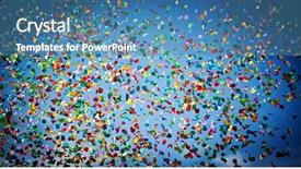  Presentation with confetti - Slides featuring falling confetti in the city background and a teal colored foreground