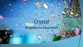  Presentation with confetti - Audience pleasing slides consisting of falling confetti in the city backdrop and a light blue colored foreground