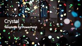  Presentation with confetti - Beautiful presentation featuring falling confetti in the city backdrop and a wine colored foreground