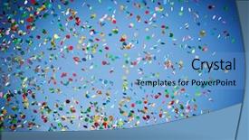  Presentation with festival - Cool new presentation with falling confetti in the city backdrop and a light blue colored foreground