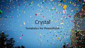  Presentation with confetti - Presentation theme enhanced with falling confetti in the city background and a light blue colored foreground