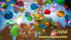  Presentation with confetti - Colorful slides enhanced with falling confetti in the city backdrop and a tawny brown colored foreground