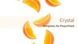  Presentation with orange slice - Colorful presentation design enhanced with falling-fresh-orange-fruit-slices backdrop and a blonde colored foreground