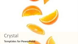  Presentation with orange slice - Presentation theme consisting of falling-fresh-orange-fruit-slices background and a blonde colored foreground