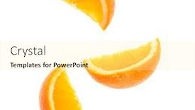  Presentation with orange slice - PPT layouts having falling-fresh-orange-fruit-slices background and a blonde colored foreground