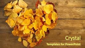  Presentation with autumn leaves falling - PPT theme consisting of falling hearts - colourful autumn leaves background and a tawny brown colored foreground