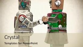  Presentation with robot - Amazing slide deck having falling hearts - concept romatic love with vintage backdrop and a soft green colored foreground