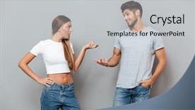  Presentation with conflict - Colorful slide deck enhanced with falling hearts - conflict of pretty couple gray backdrop and a light gray colored foreground